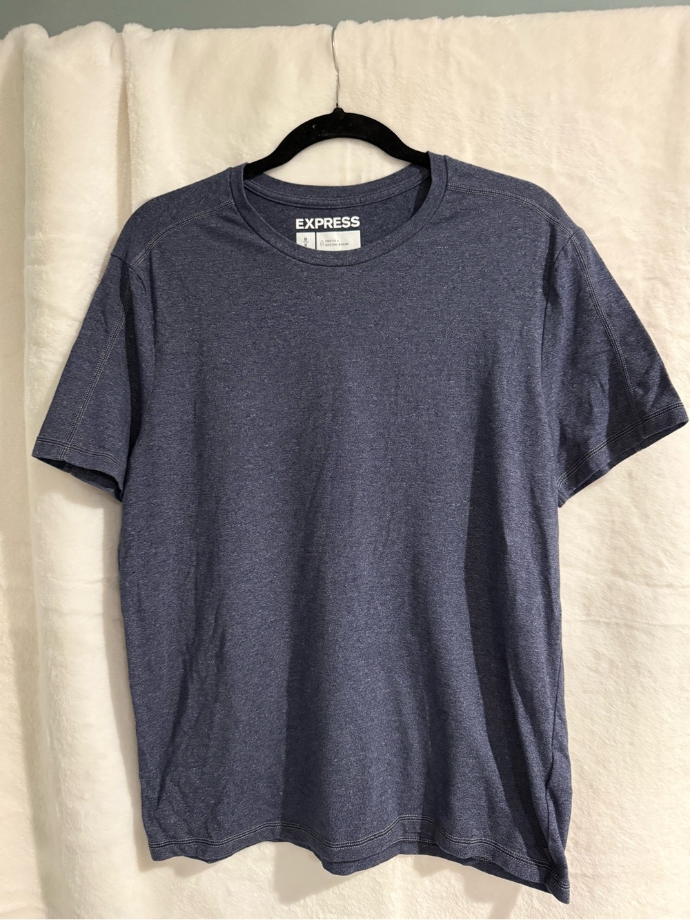 Express Men's Heather Navy Short Sleeve Crew Tee